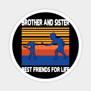 Brother Sister Playing Baseball Together Best Friends For Life Happy Father Mother Day Magnet